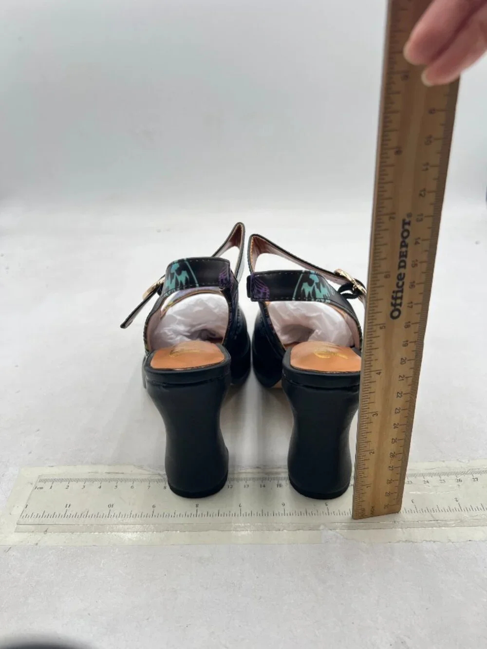 FYS Black Butterfly Platform Square Toe Pumps Chunky High Heel Mary Janes Shoes